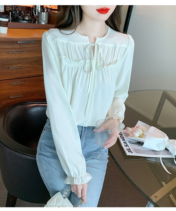 【tops】 爽やかな印象スウィートフリルシャツトップス　M17247