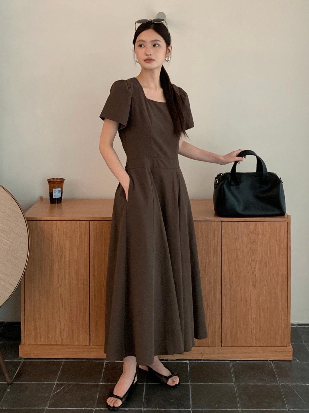【dress】レースドッキングロングワンピース Q8649