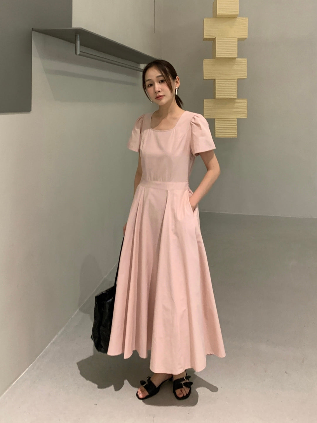 【dress】レースドッキングロングワンピース Q8649