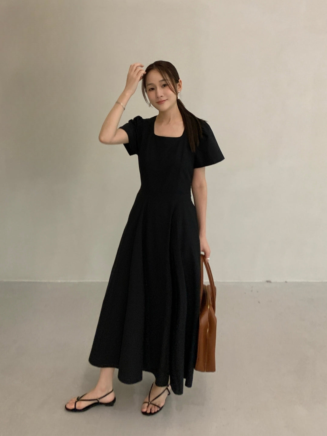 【dress】レースドッキングロングワンピース Q8649