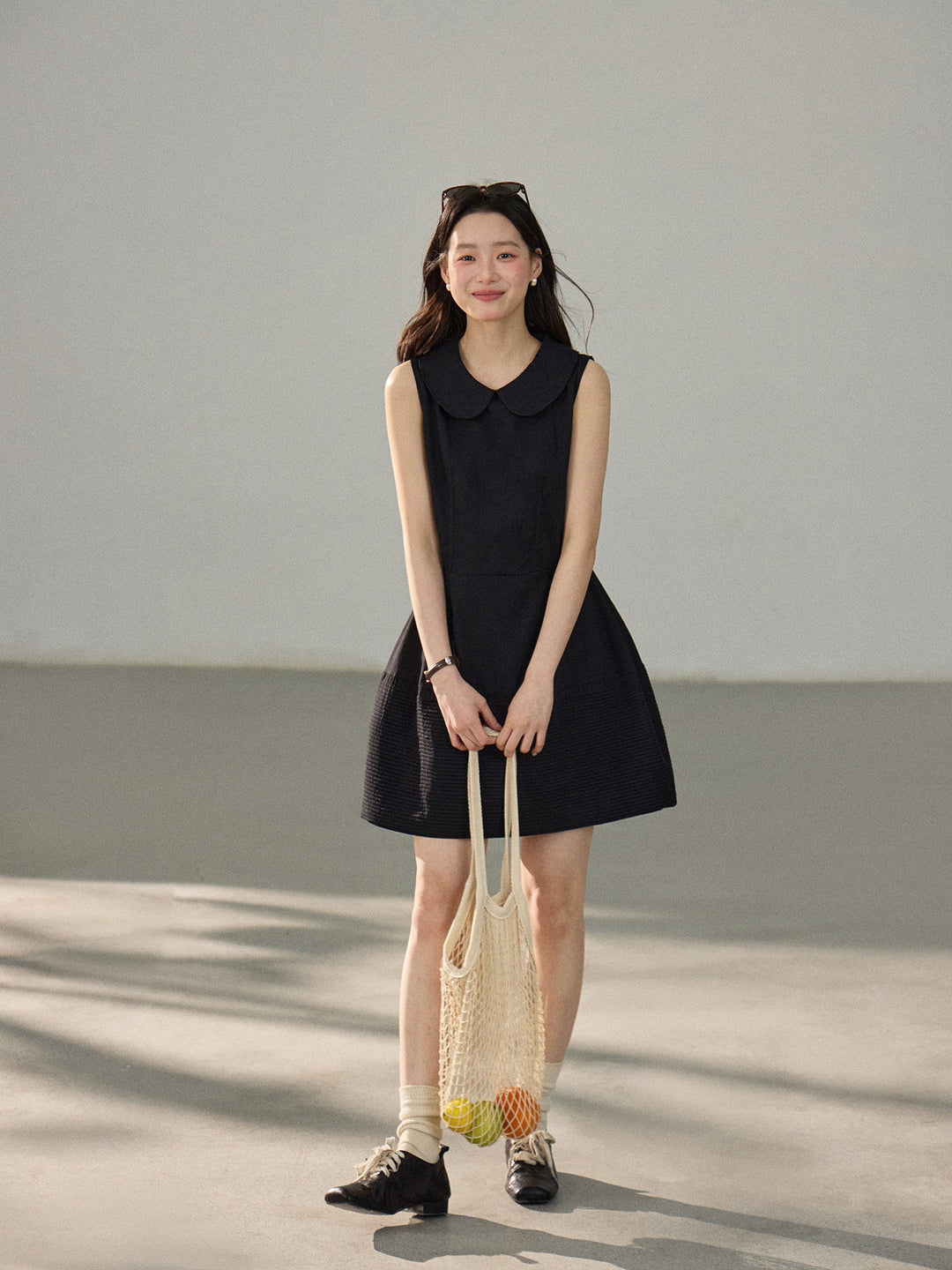【dress】ピーターパンカラーノースリーブワンピース Q8802
