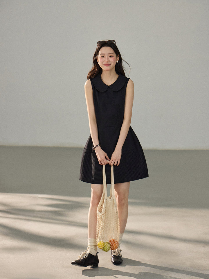 【dress】ピーターパンカラーノースリーブワンピース Q8802