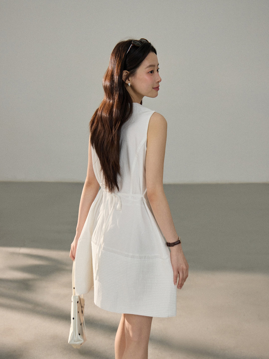 【dress】ピーターパンカラーノースリーブワンピース Q8802