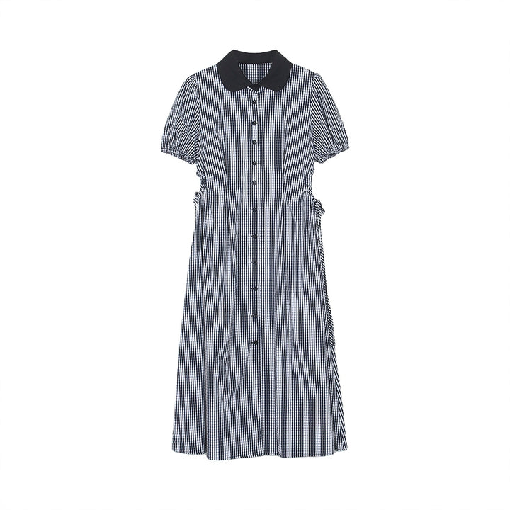 【dress】ピーターパンカラー腰カットロングワンピース Q8803