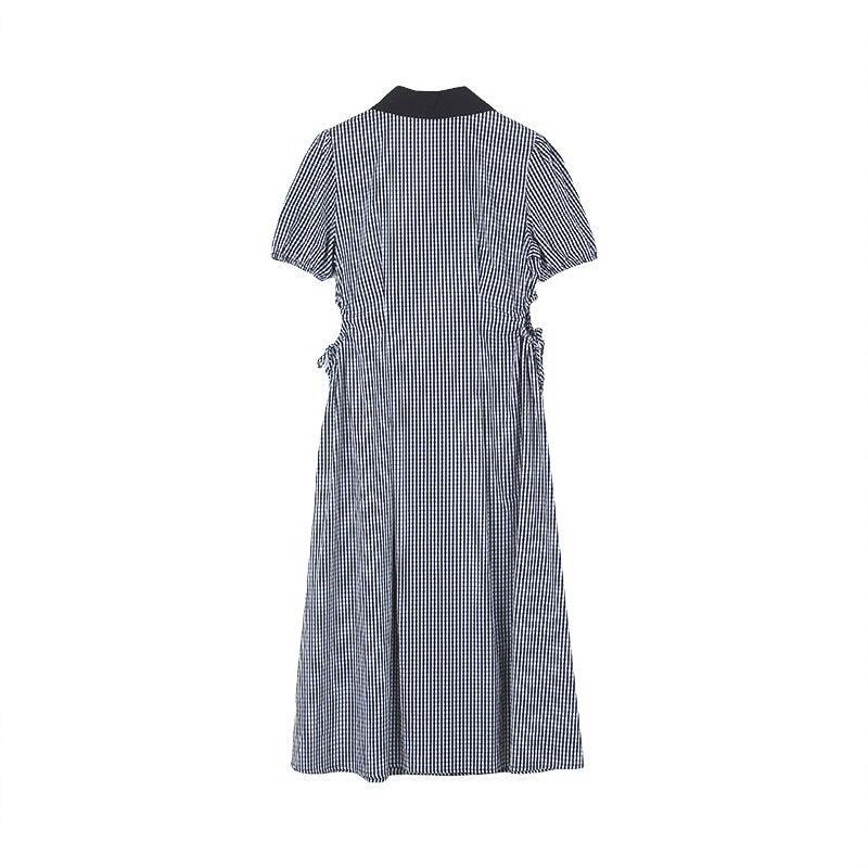 【dress】ピーターパンカラー腰カットロングワンピース Q8803
