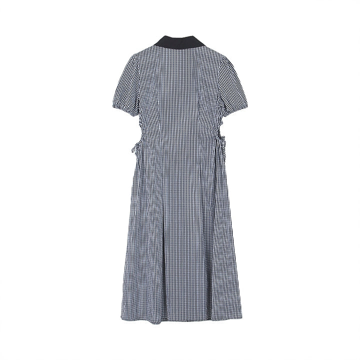 【dress】ピーターパンカラー腰カットロングワンピース Q8803