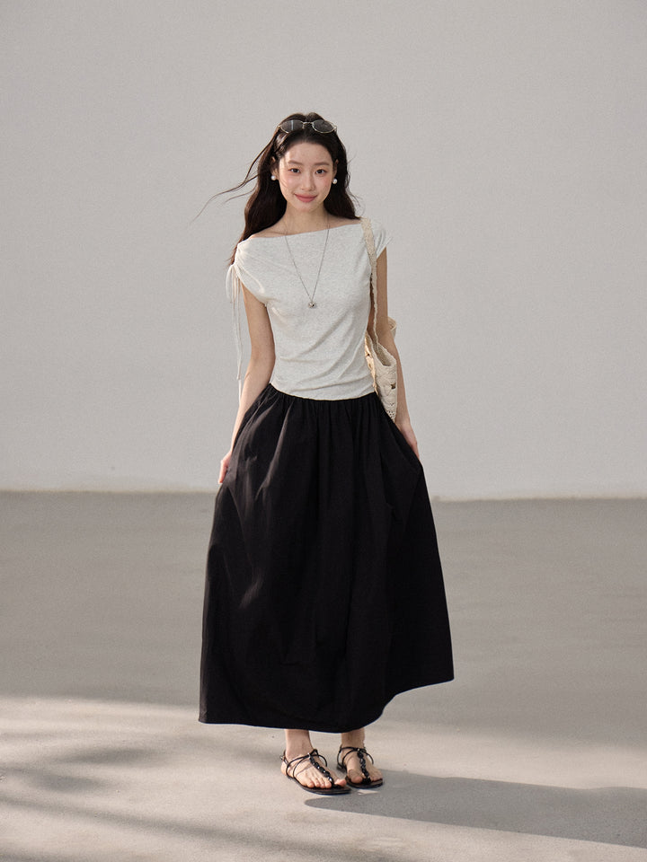 【dress】ドッキングロングワンピース Q8805