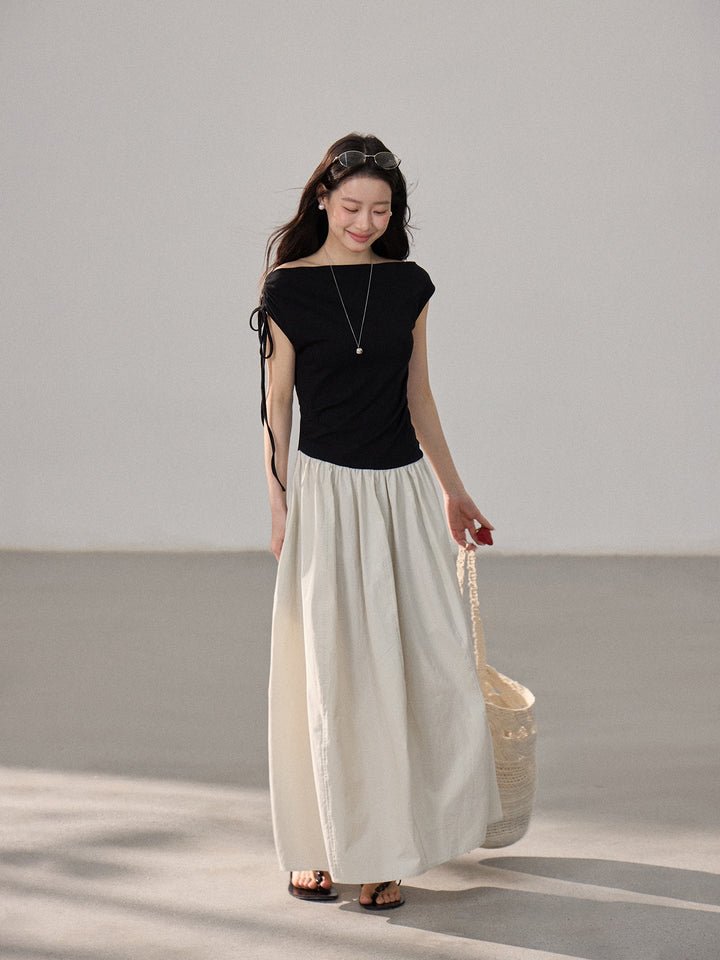 【dress】ドッキングロングワンピース Q8805