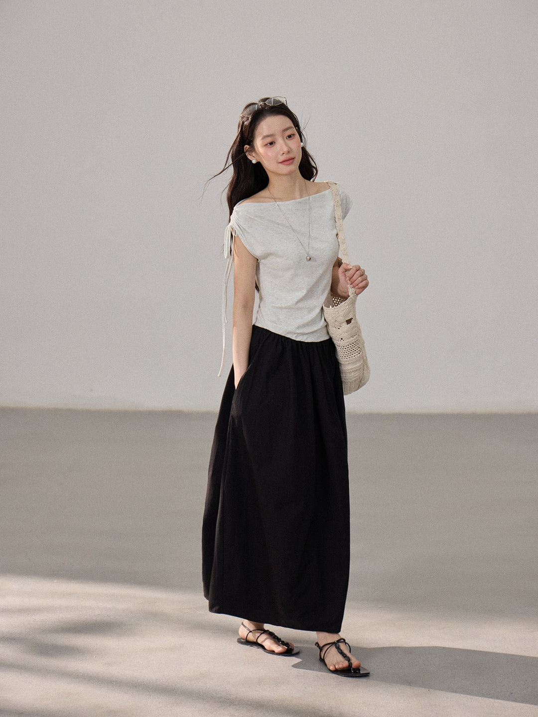 【dress】ドッキングロングワンピース Q8805