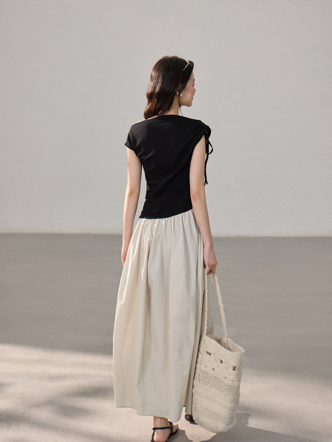 【dress】ドッキングロングワンピース Q8805