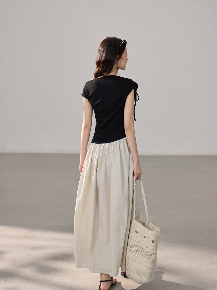 【dress】ドッキングロングワンピース Q8805