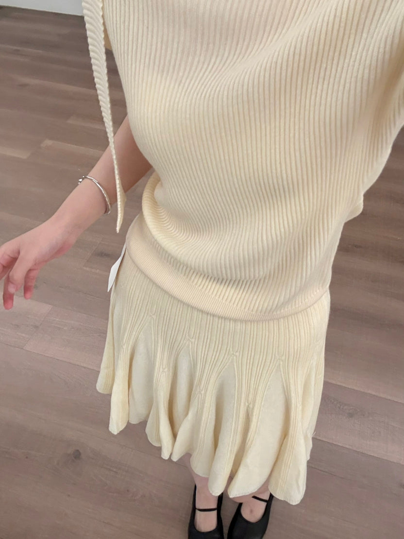 【bottoms】ニットプリーツスカート Q9152