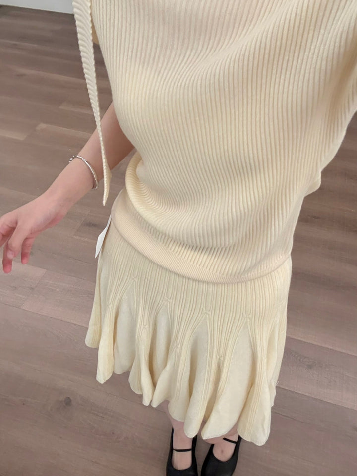 【bottoms】ニットプリーツスカート Q9152