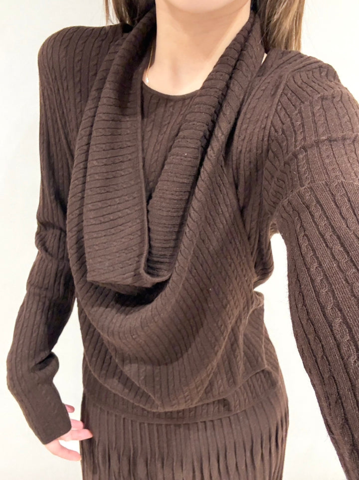 【tops】ドレープドネックニットトップス Q9156