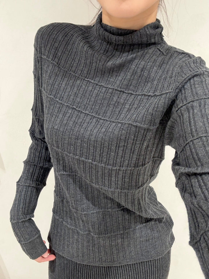 【tops】ハイネックニットトップス Q9161