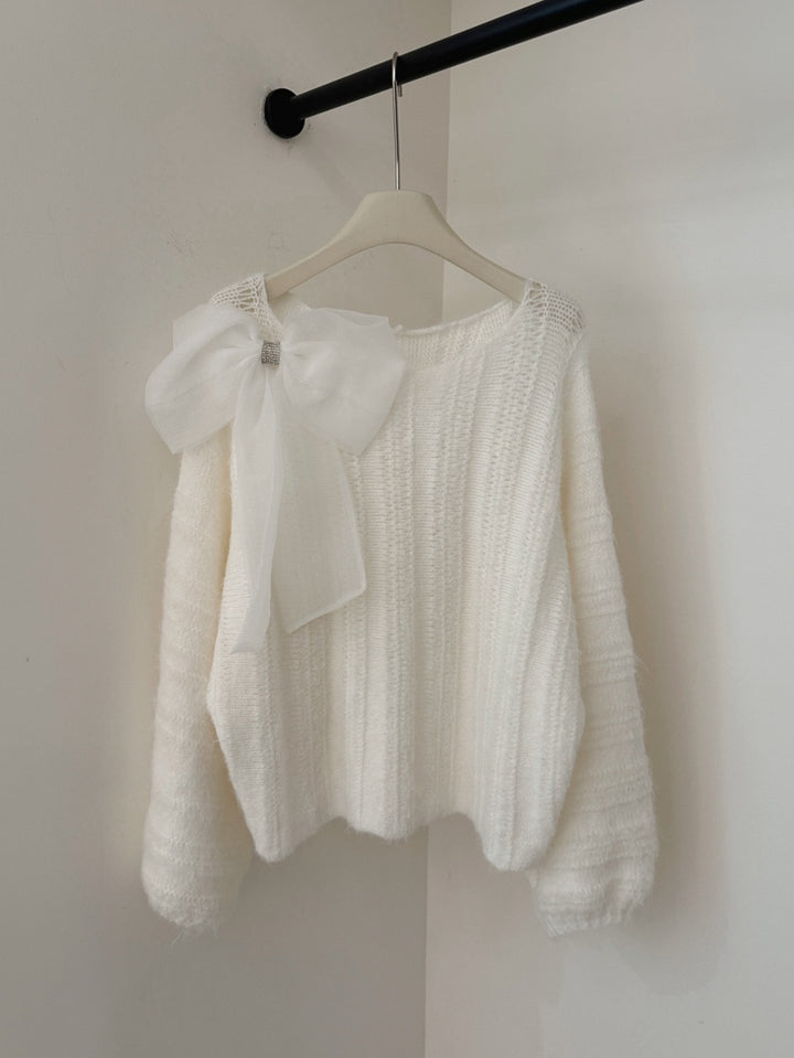 【tops】ビッグリボンニットトップス Q9248