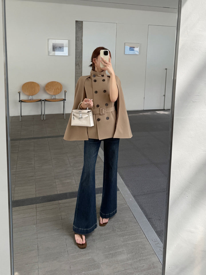 【outer】2色展開ケープコート Q8986