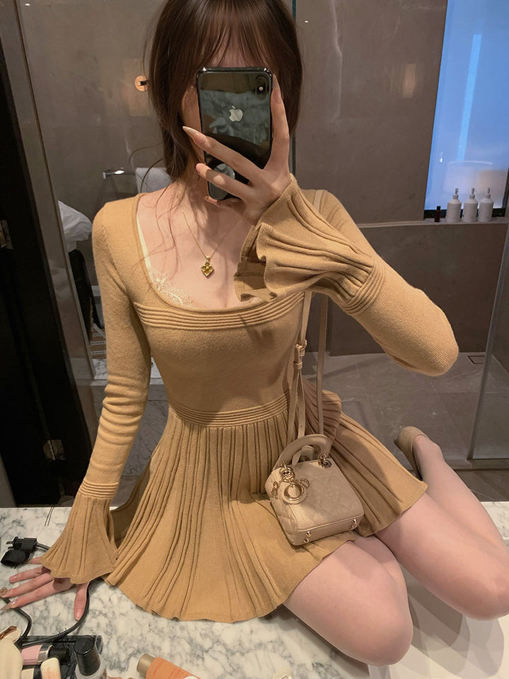 【dress】Aラインニットワンピース Q9323