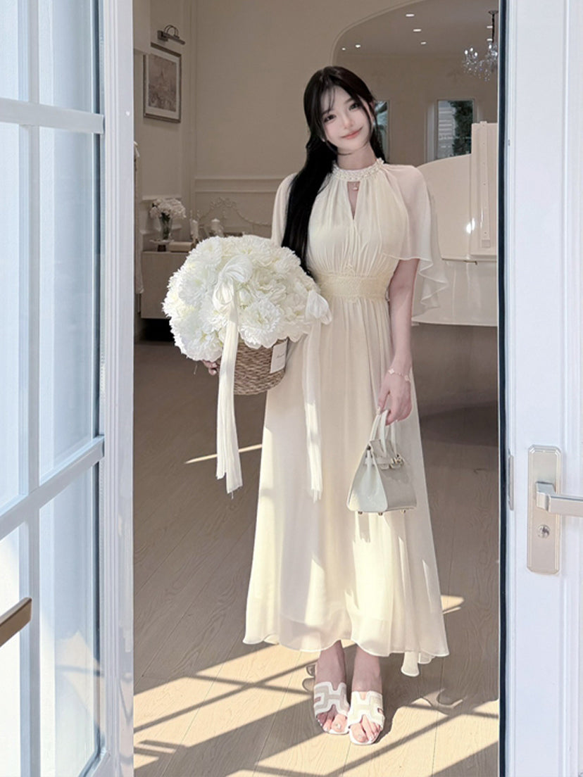【dress】パール付きロングワンピース Q8684