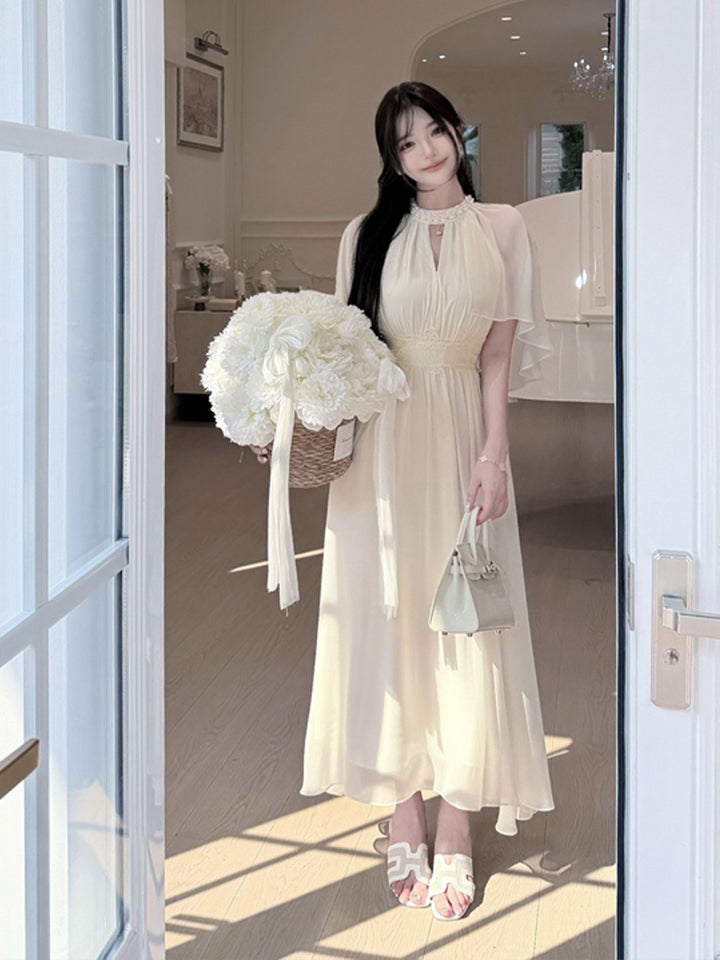 【dress】パール付きロングワンピース Q8684