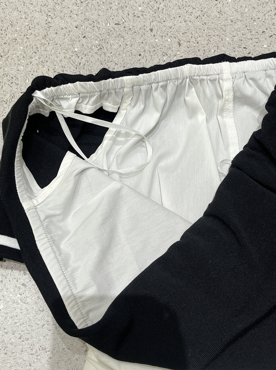 【tops】オフショルダーニットドッキングトップス Q8698