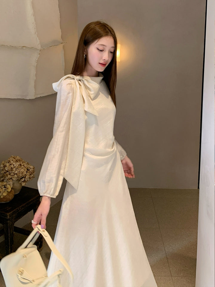 【dress】リボン付きロングワンピース Q8961