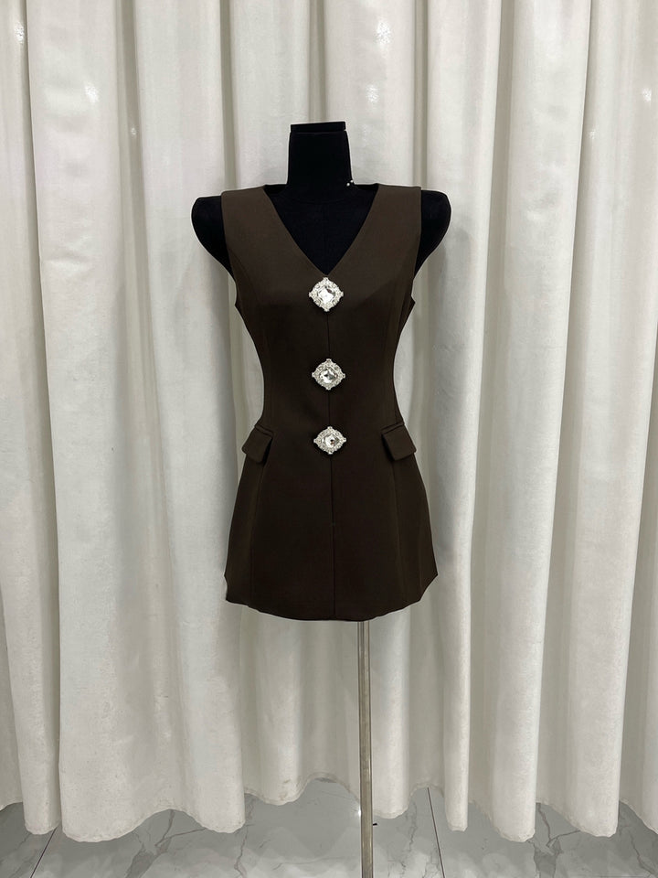 【dress】ラインストーン付きベストワンピース Q9087