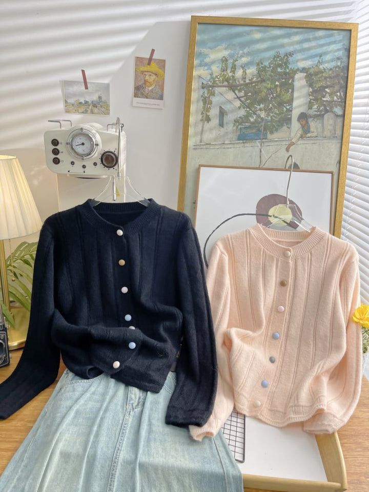 【outer】クルーネックニットカーデ　M25473