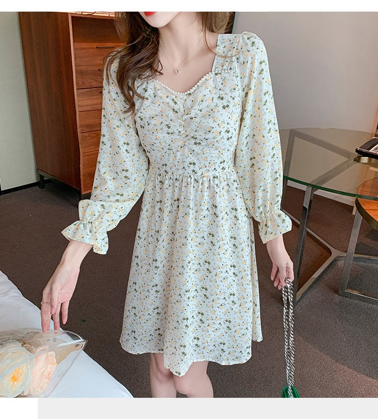 【dress】好感度UP一目惚れ清新花柄ワンピースオシャレ　M17068