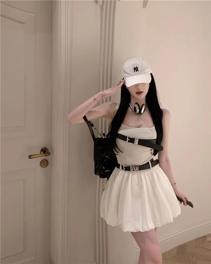【dress】ベルト付きキャミバルーンワンピース Q8331