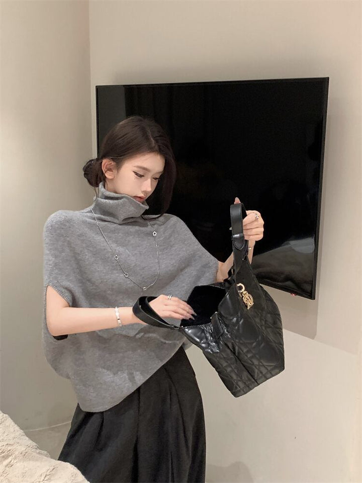 【tops】ハイネックニットケープ　M27049