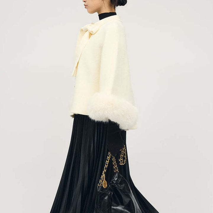 【outer】ファー付きケープ Q7704