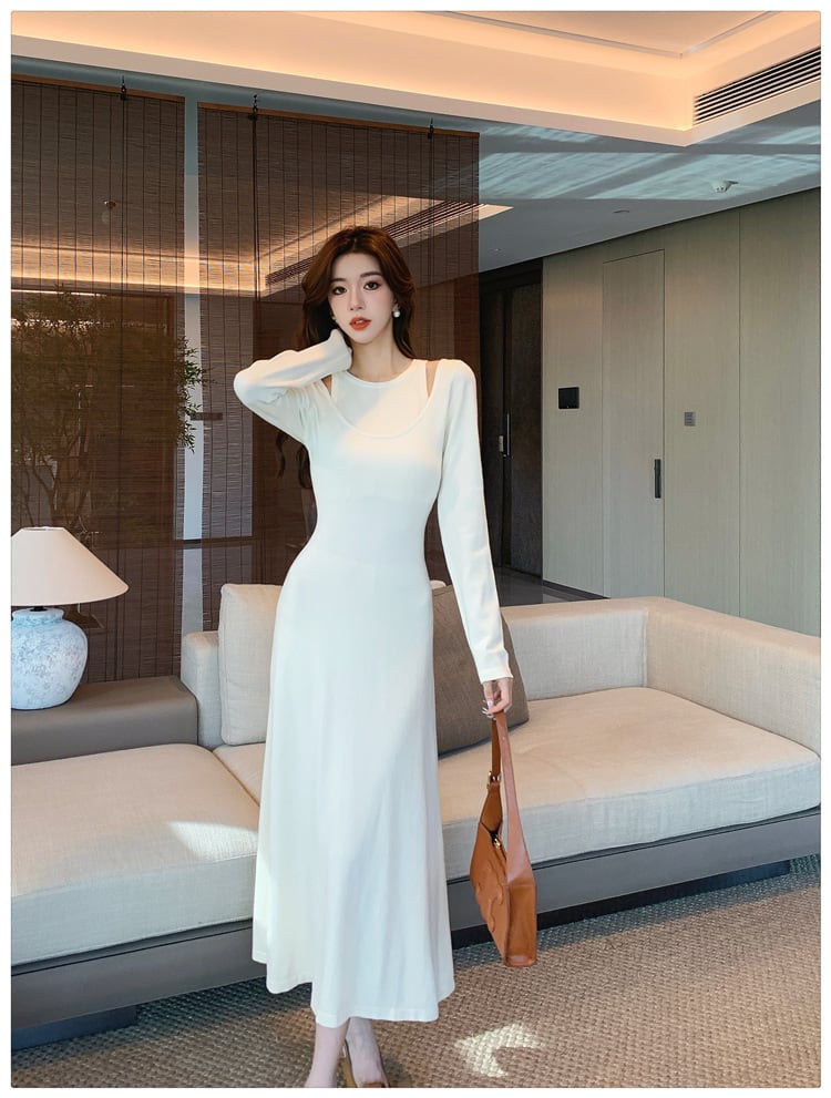 【dress】今季マストバイ切り替えニットワンピース　M17622