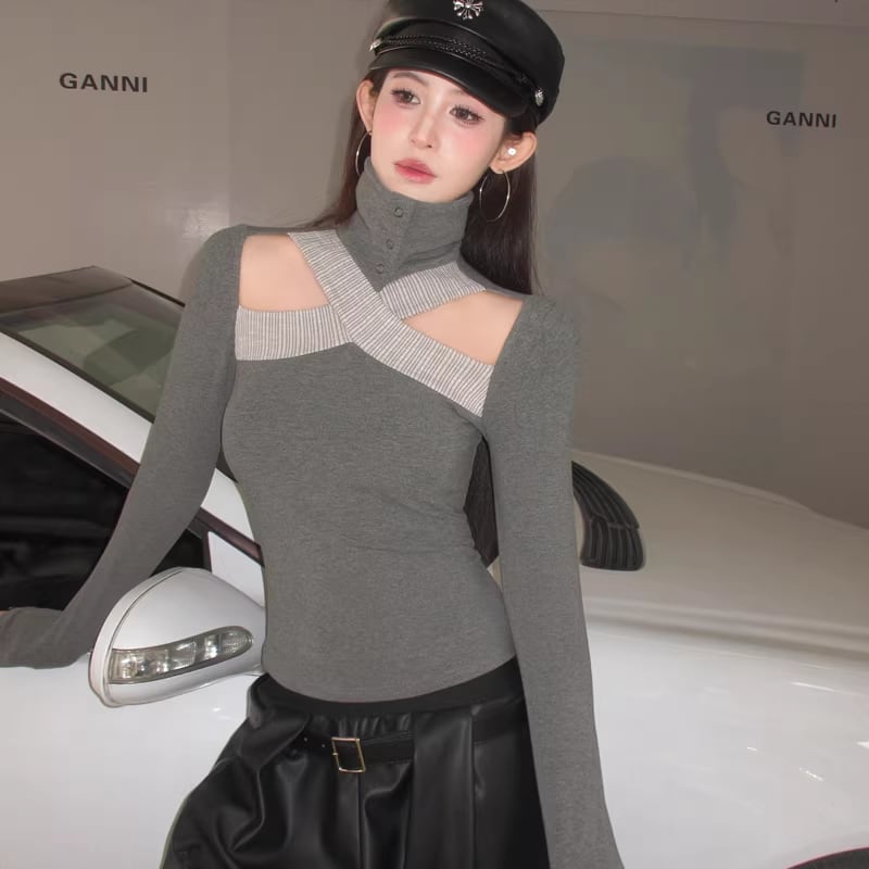 【tops】フロントカットトップス Q8076