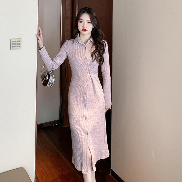 【dress】ボタンデザインニットワンピース　M17994
