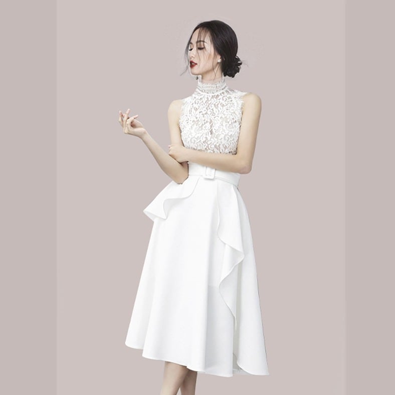【dress】レース切り替えノースリーブワンピース　M30090