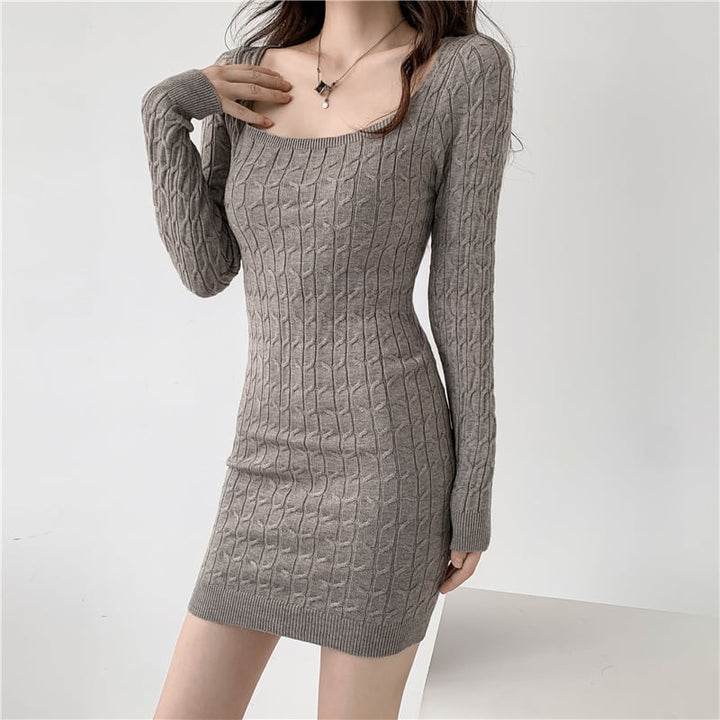 【dress】無地ニットワンピース　M18023