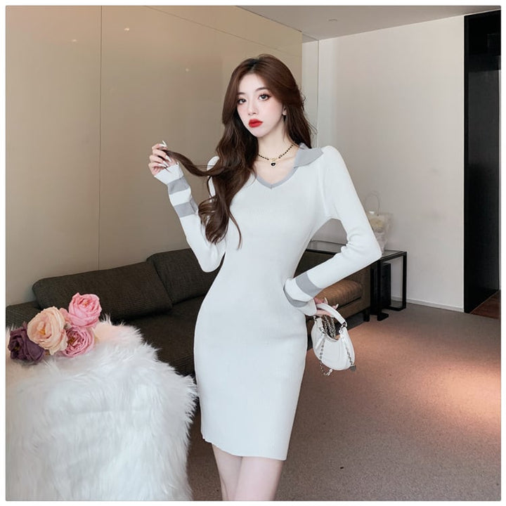 【dress】大人らしい ニットワンピース韓国系着心地良い　M17539