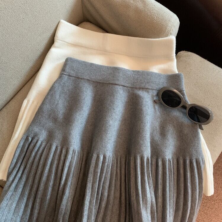 【bottoms】プリーツニットスカート　M26614