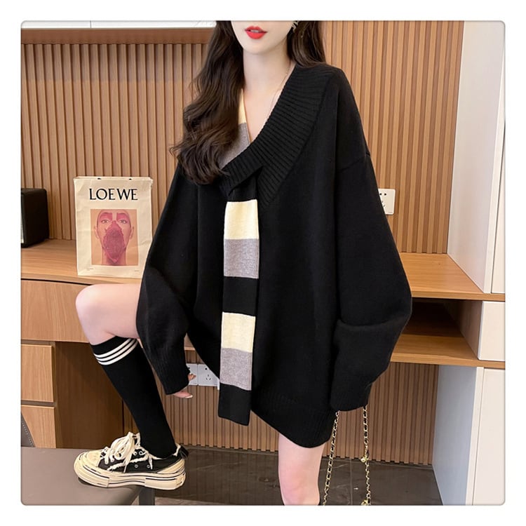 【tops】ドッキングニットセーター　M19326