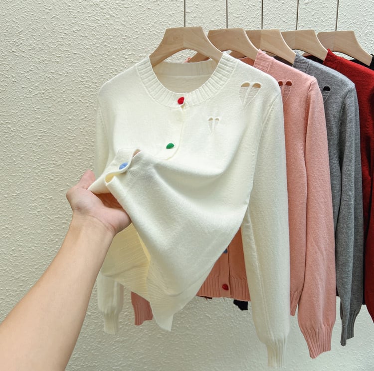 【outer】ボーダー柄デザインニットカーデ　M26815