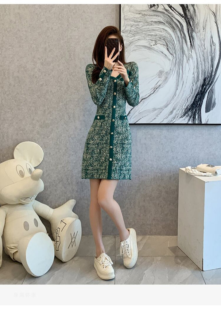 【dress】ニットワンピース着瘦せ人気デザイン　M17667