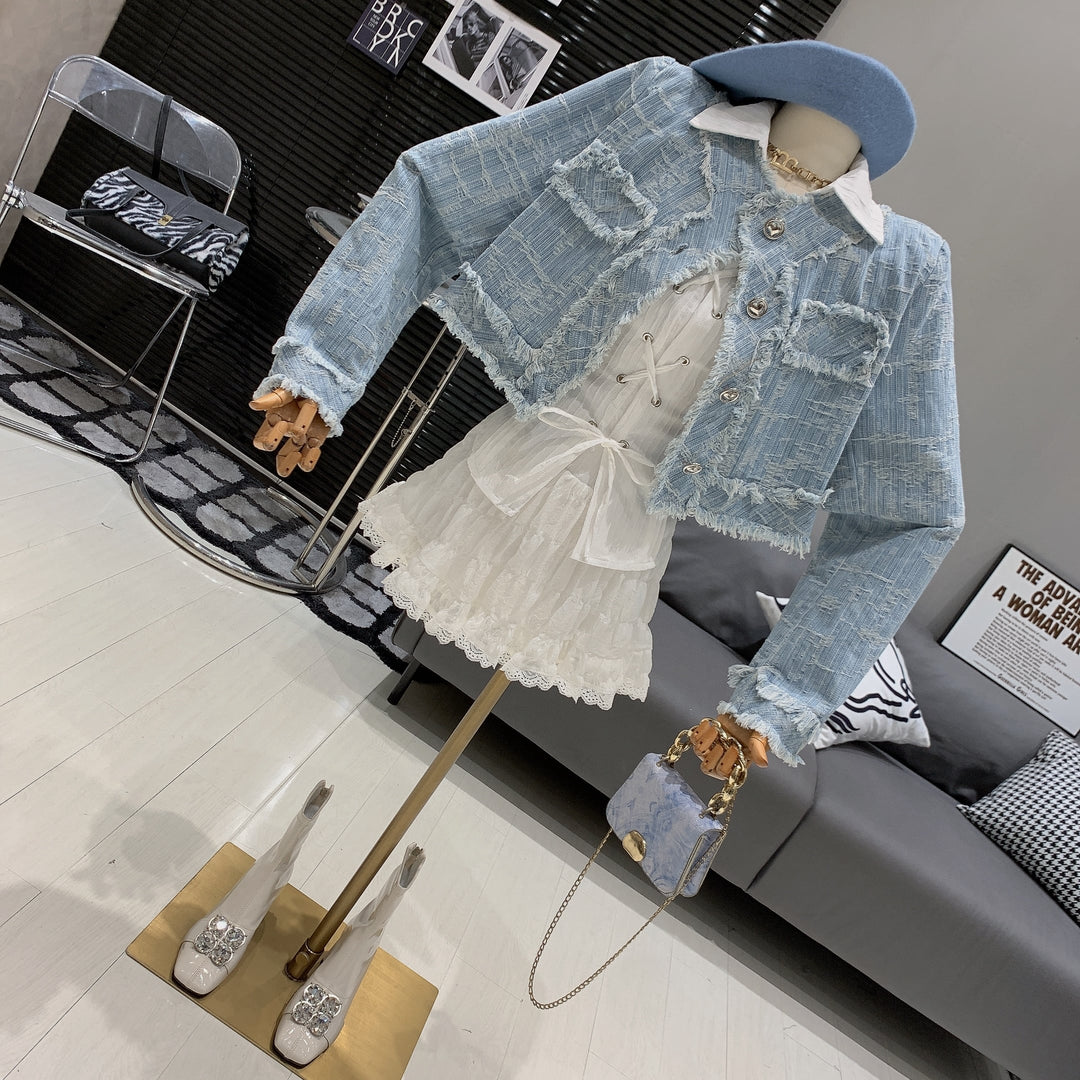 【set】シャツトップス+ショートジャケット+スカートセット　M26610