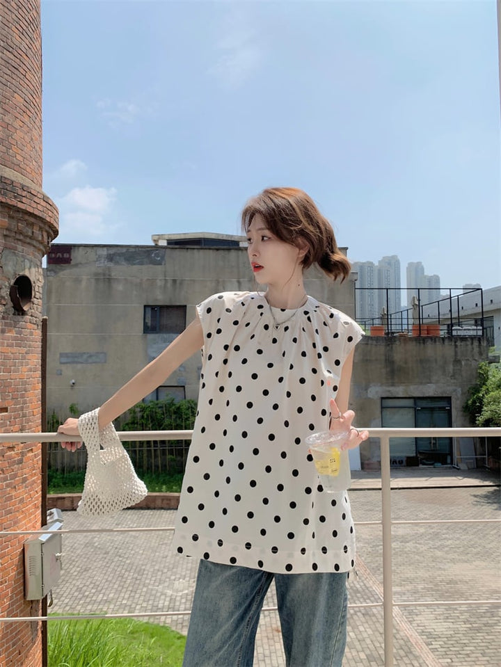 【tops】ドット柄トップス　M25034