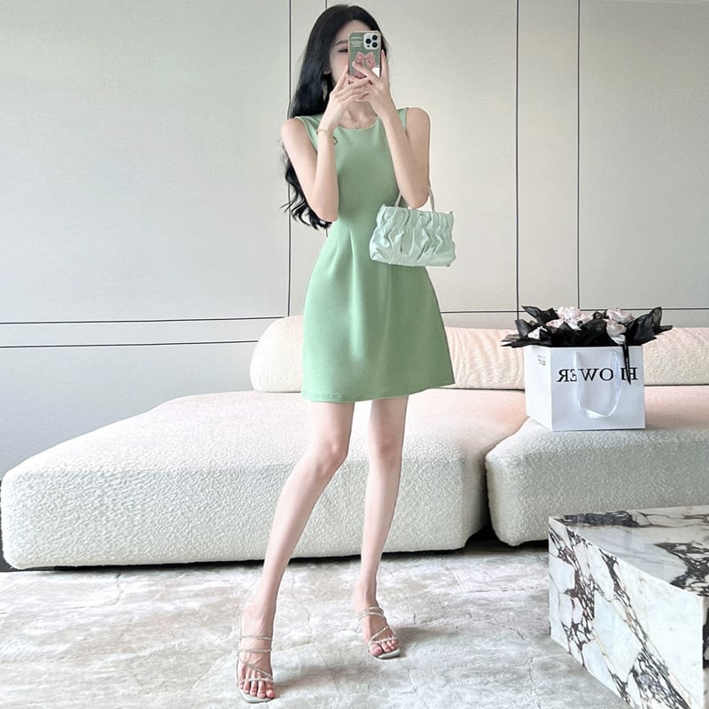 【dress】女子力アップエレガントノースリーブワンピース　M17171