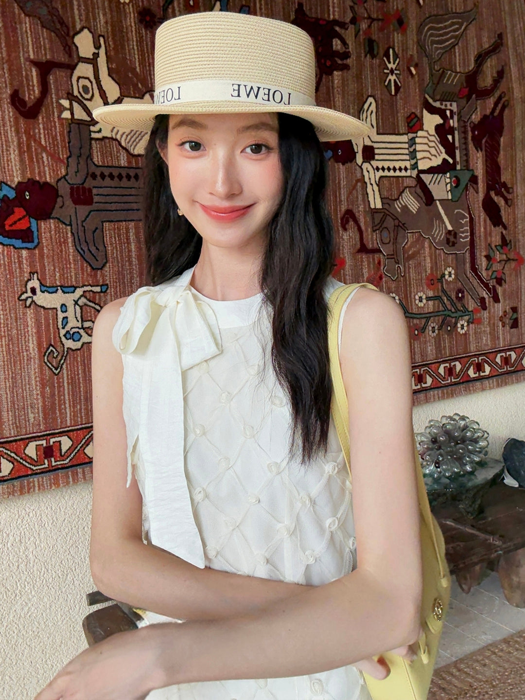 【dress】ノースリーブリボン付きロングワンピース Q8679