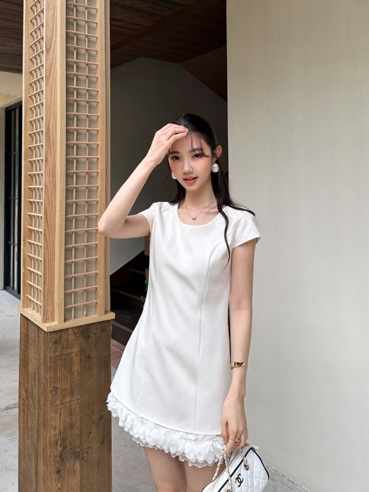 【dress】バックオーポンギャザーフリルミニワンピース Q8665