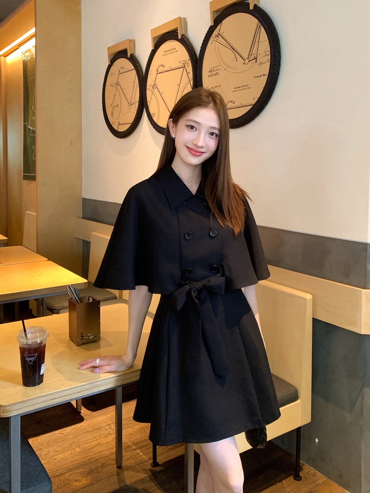 【dress】半袖ケープワンピース Q8963