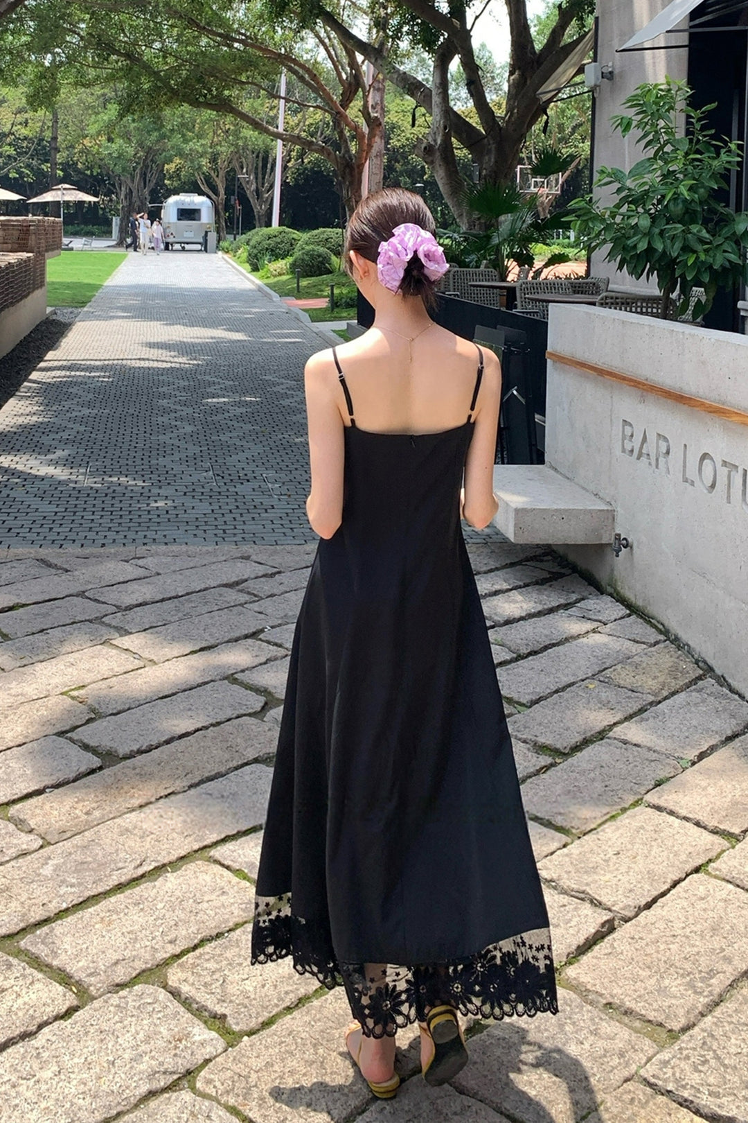 【dress】レースドッキングロングキャミワンピース Q8680
