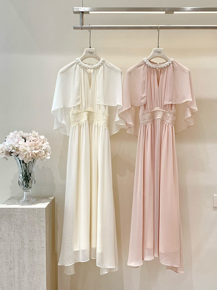 【dress】パール付きロングワンピース Q8684